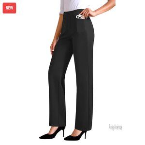 Stretchy High Waist Work Pants Pull On Slacks with Pockets Business Casual